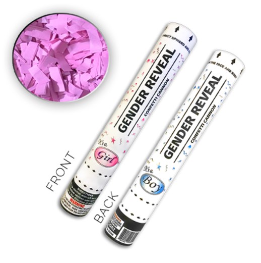 Bada Boom Fireworks > CONFETTI > GENDER REVEAL CONFETTI CANNON 12" GIRL